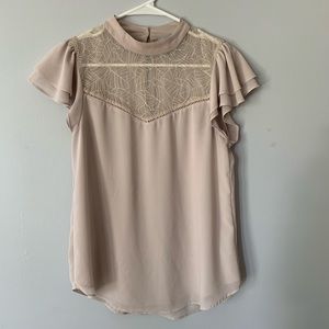 H&M Leaf Cut-Out Flutter Sleeve Chiffon Blouse